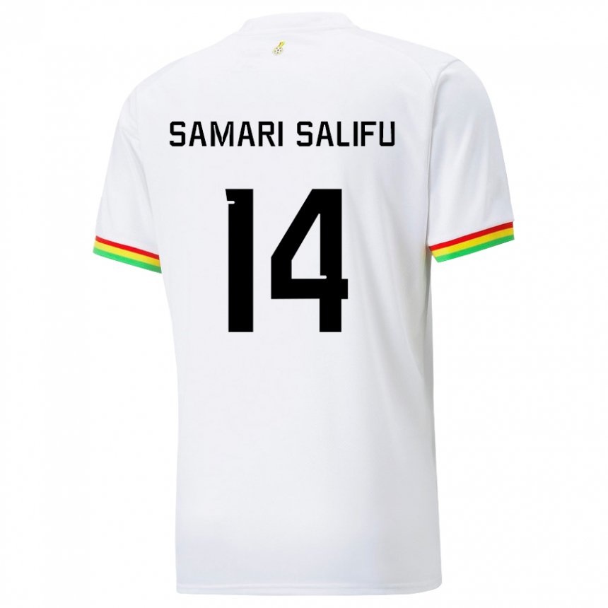 Gyermek Ghánai Abass Samari Salifu #14 Fehér Hazai Jersey 22-24 Mez Póló Ing