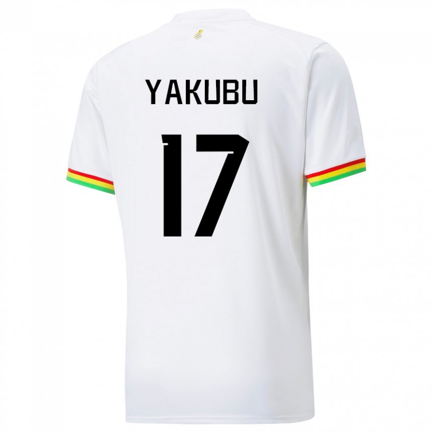 Gyermek Ghánai Mustapha Yakubu #17 Fehér Hazai Jersey 22-24 Mez Póló Ing