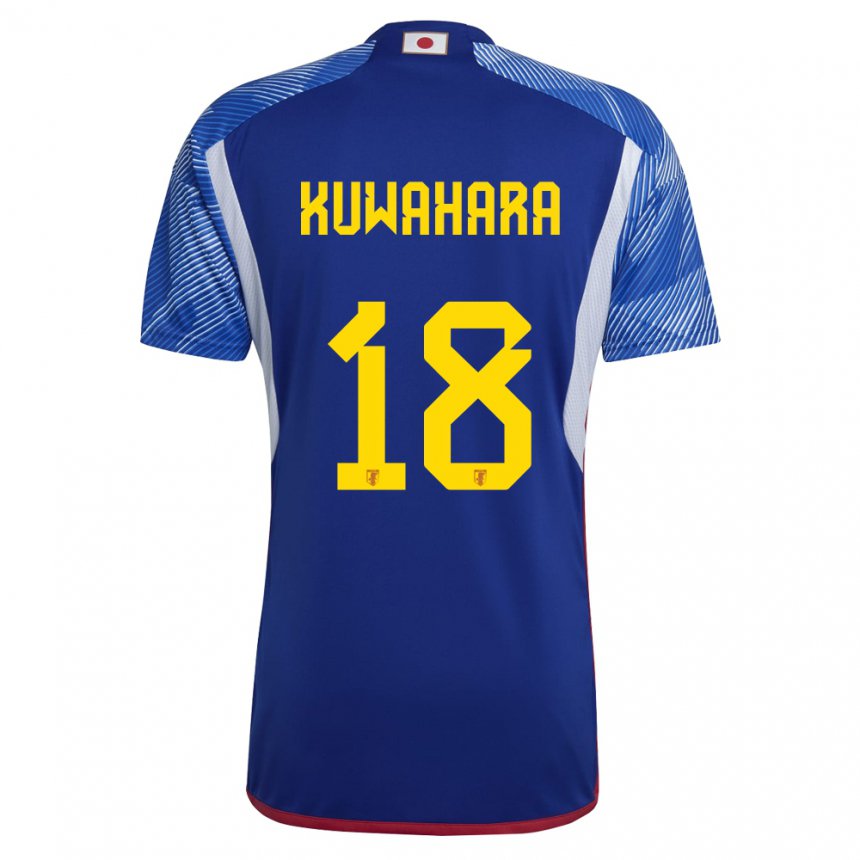 Gyermek Japán Rikuto Kuwahara #18 Királykék Hazai Jersey 22-24 Mez Póló Ing