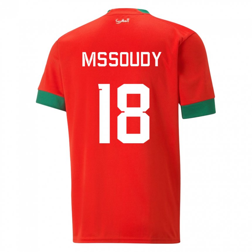 Gyermek Marokkói Sanaa Mssoudy #18 Piros Hazai Jersey 22-24 Mez Póló Ing