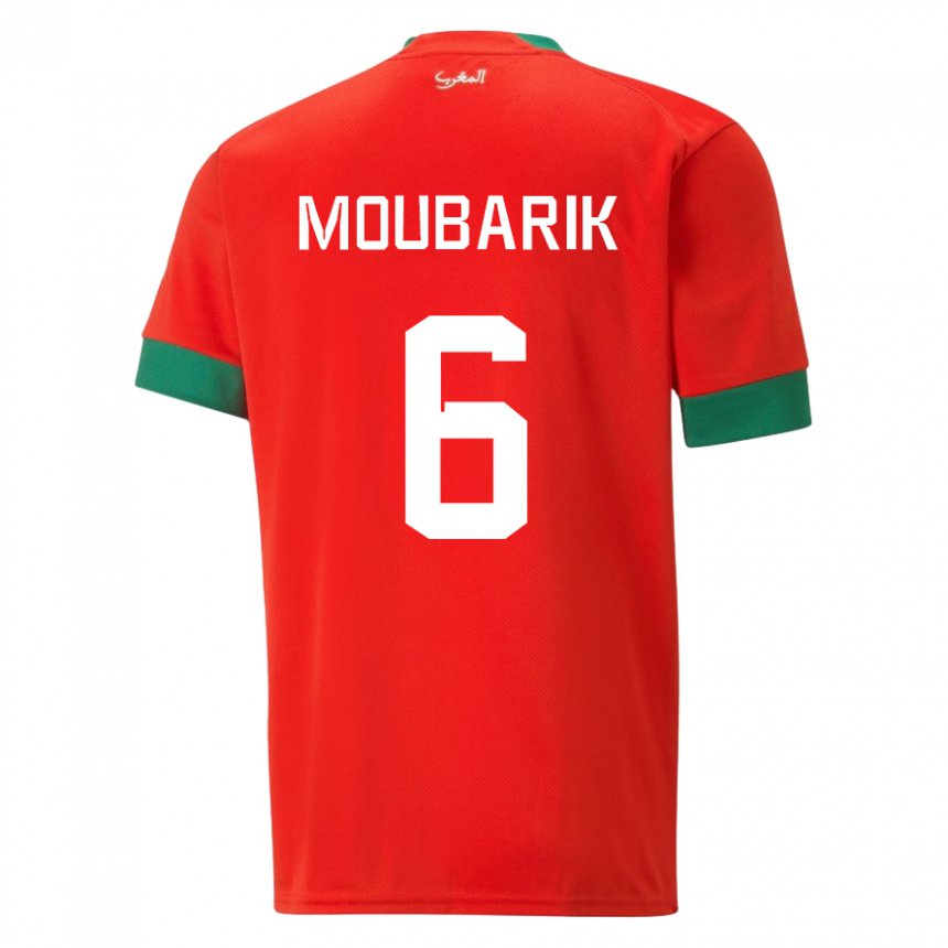 Gyermek Marokkói El Mehdi Moubarik #6 Piros Hazai Jersey 22-24 Mez Póló Ing