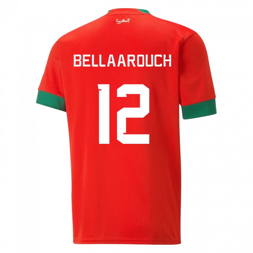 Gyermek Marokkói Alaa Bellaarouch #12 Piros Hazai Jersey 22-24 Mez Póló Ing