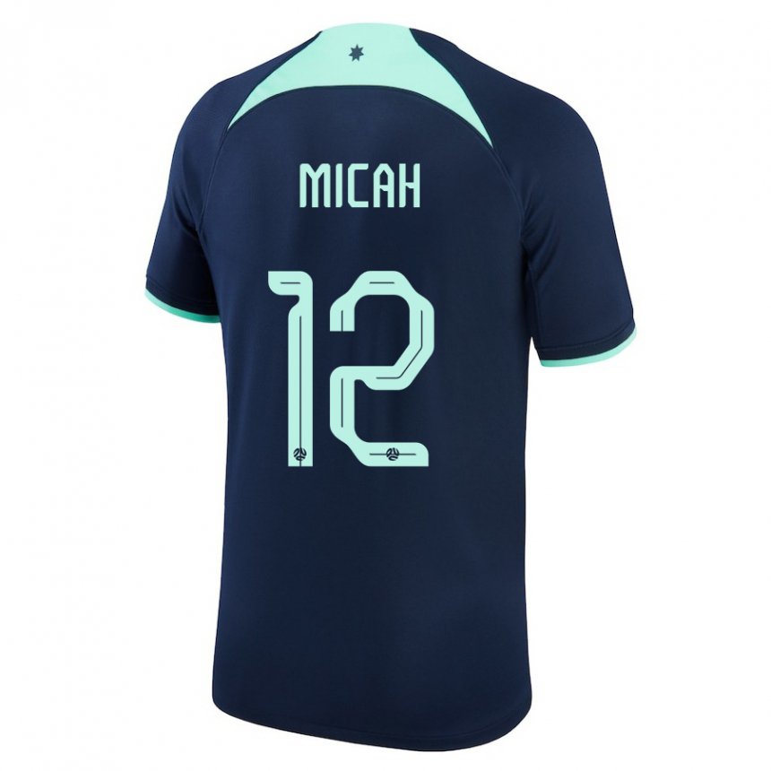 Gyermek Ausztrál Teagan Micah #12 Sötétkék Idegenbeli Jersey 22-24 Mez Póló Ing