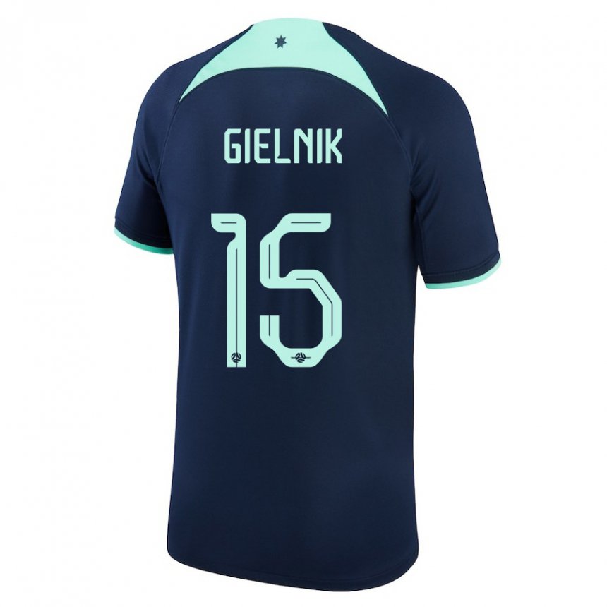 Gyermek Ausztrál Emily Gielnik #15 Sötétkék Idegenbeli Jersey 22-24 Mez Póló Ing