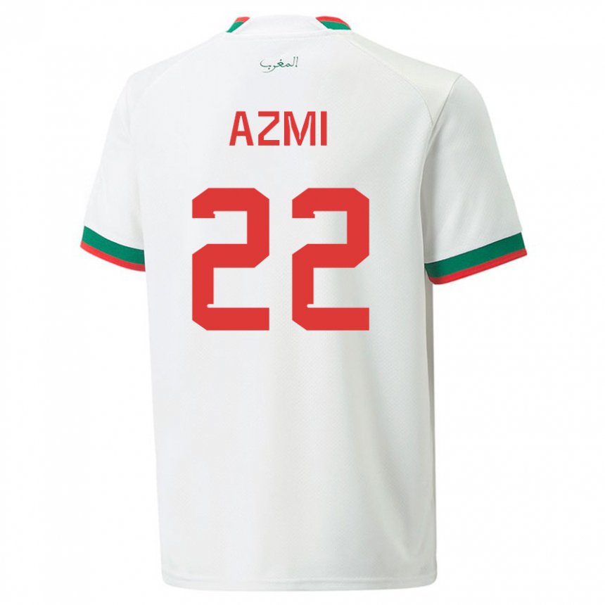 Gyermek Marokkói Ahmed Azmi #22 Fehér Idegenbeli Jersey 22-24 Mez Póló Ing