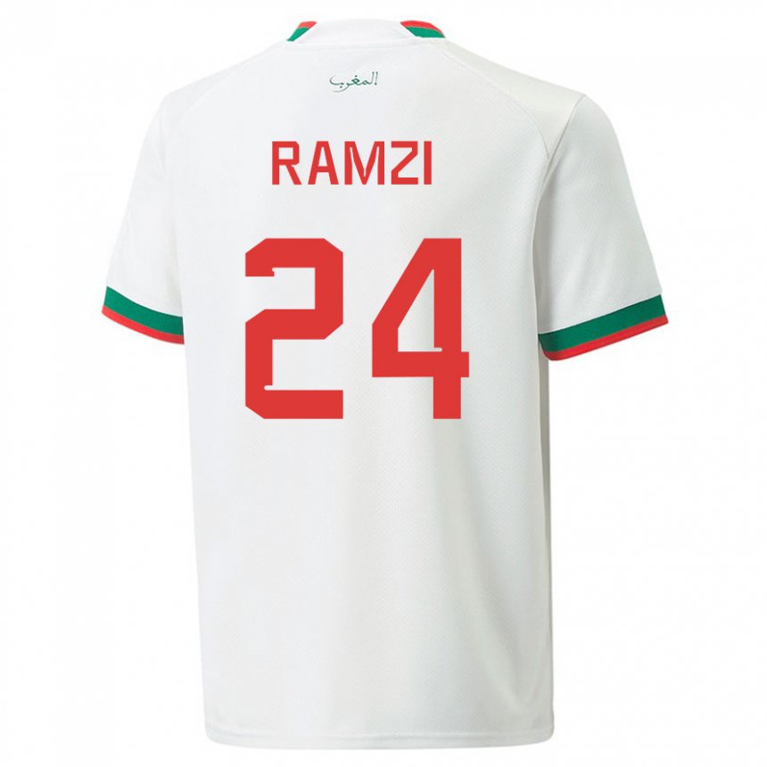 Gyermek Marokkói Achraf Ramzi #24 Fehér Idegenbeli Jersey 22-24 Mez Póló Ing