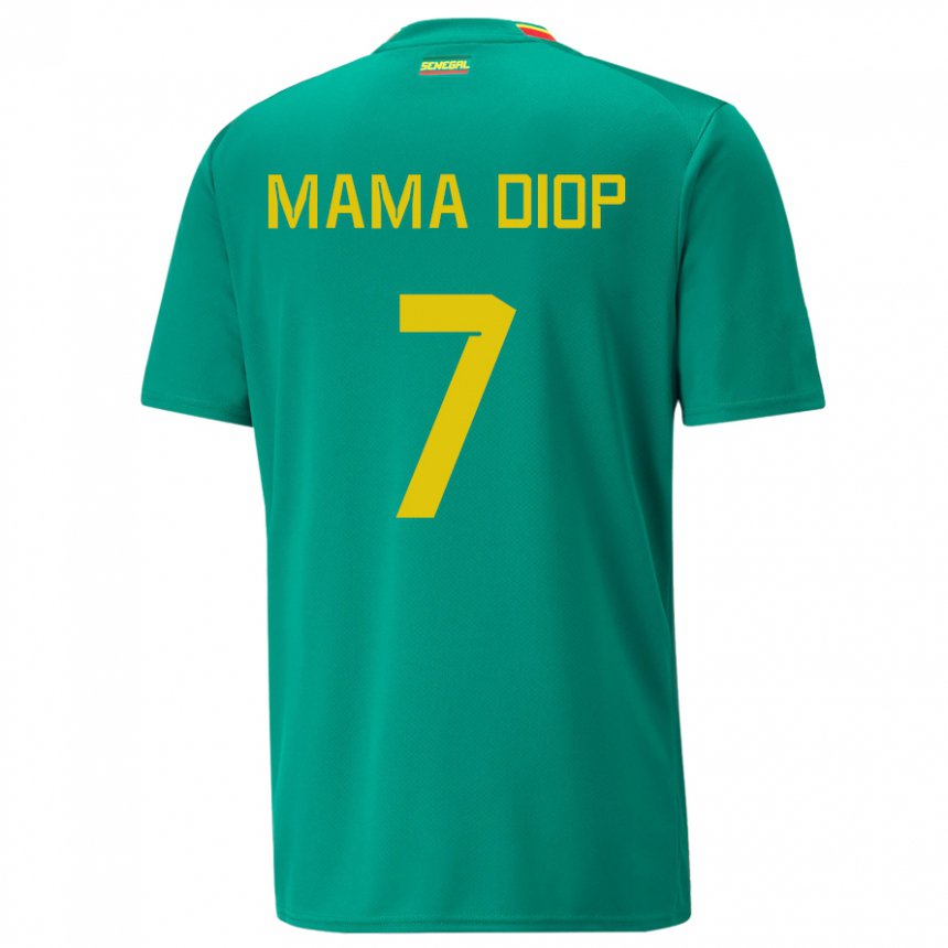 Gyermek Szenegáli Mama Diop #7 Zöld Idegenbeli Jersey 22-24 Mez Póló Ing