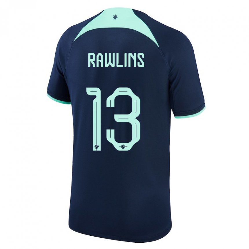 Gyermek Ausztrál Joshua Rawlins #13 Sötétkék Idegenbeli Jersey 22-24 Mez Póló Ing