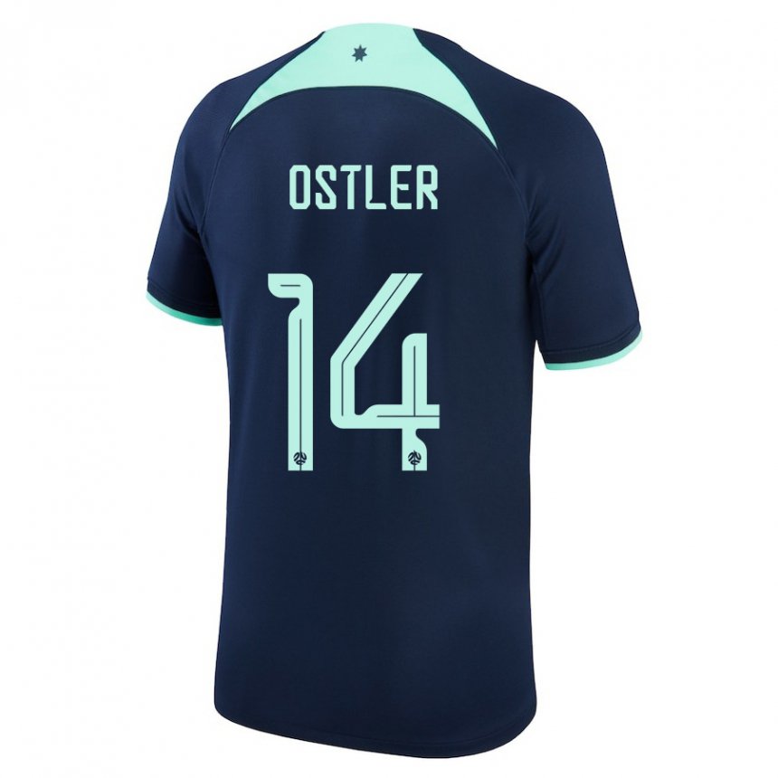 Gyermek Ausztrál Trent Ostler #14 Sötétkék Idegenbeli Jersey 22-24 Mez Póló Ing