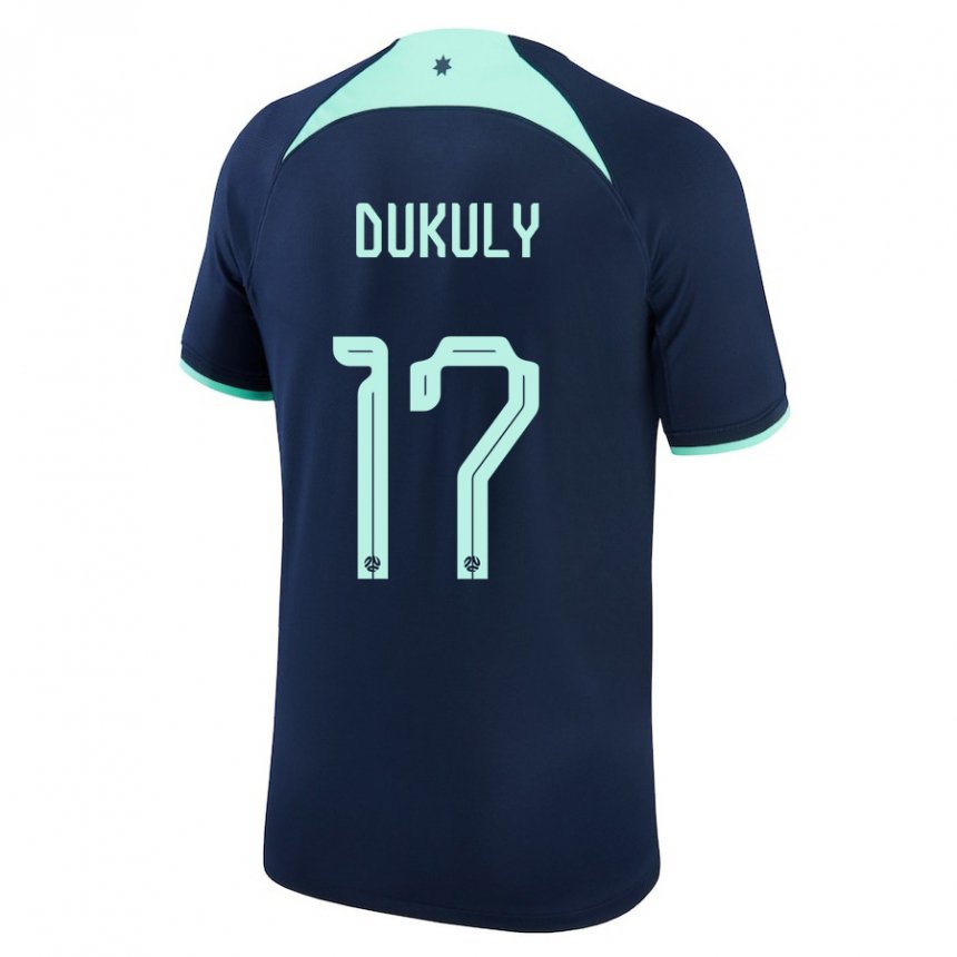 Gyermek Ausztrál Yaya Dukuly #17 Sötétkék Idegenbeli Jersey 22-24 Mez Póló Ing