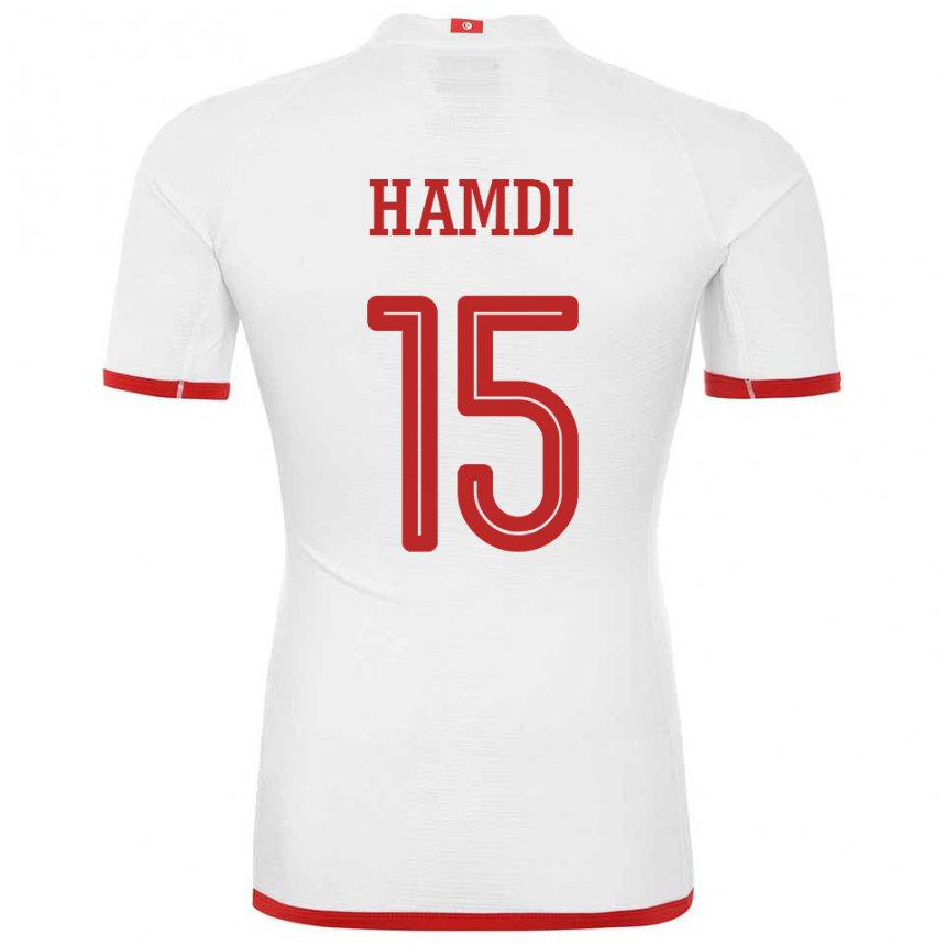 Gyermek Tunéziai Hanna Hamdi #15 Fehér Idegenbeli Jersey 22-24 Mez Póló Ing