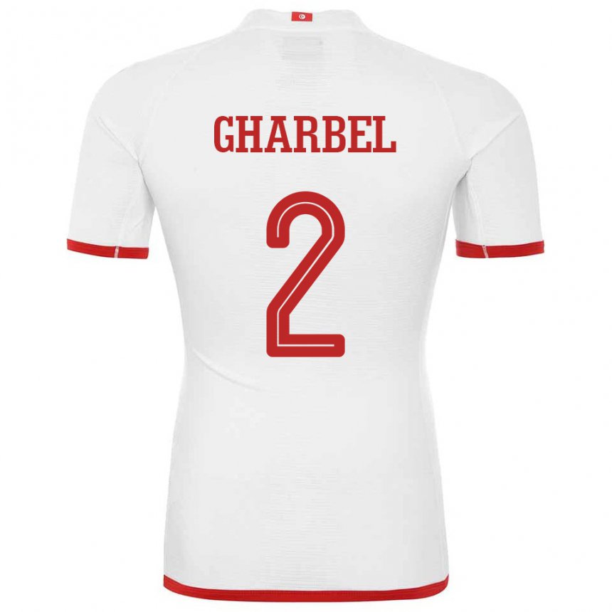 Gyermek Tunéziai Mahmoud Gharbel #2 Fehér Idegenbeli Jersey 22-24 Mez Póló Ing