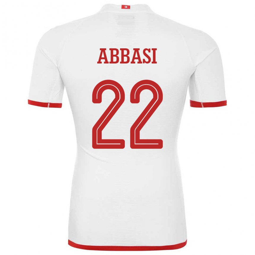 Gyermek Tunéziai Bechir Abbasi #22 Fehér Idegenbeli Jersey 22-24 Mez Póló Ing