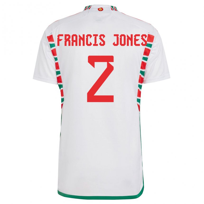 Gyermek Walesi Maria Francis Jones #2 Fehér Idegenbeli Jersey 22-24 Mez Póló Ing