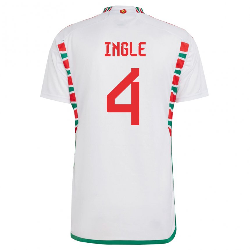 Gyermek Walesi Sophie Ingle #4 Fehér Idegenbeli Jersey 22-24 Mez Póló Ing