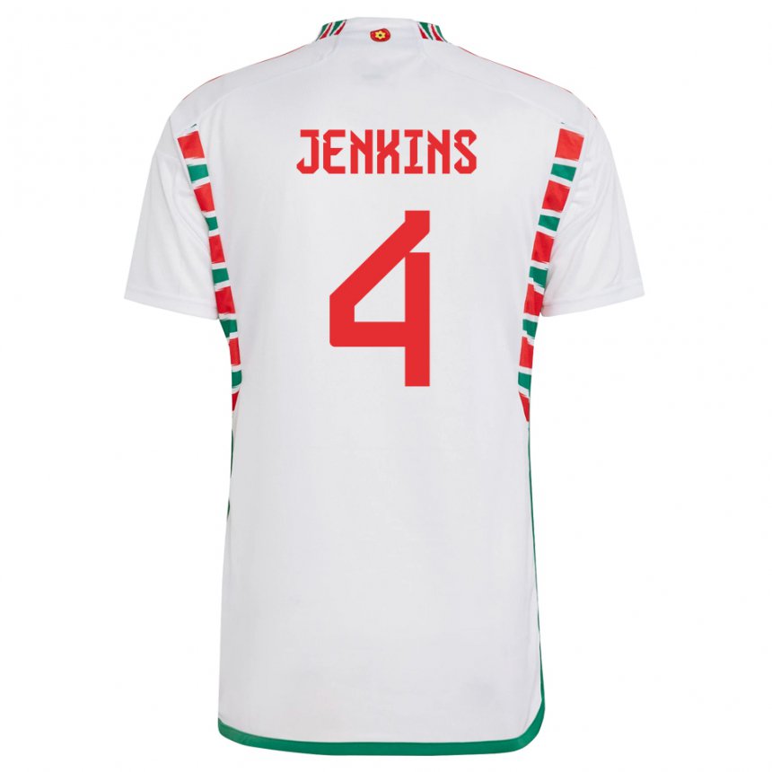 Gyermek Walesi Shaunna Jenkins #4 Fehér Idegenbeli Jersey 22-24 Mez Póló Ing