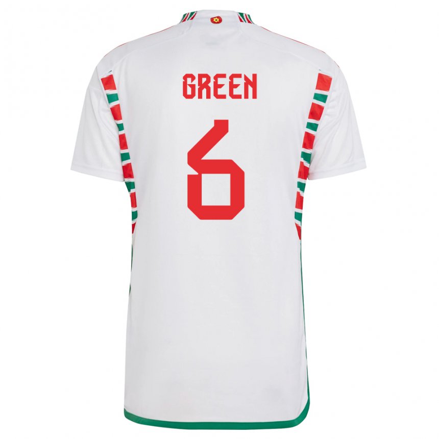 Gyermek Walesi Josephine Green #6 Fehér Idegenbeli Jersey 22-24 Mez Póló Ing