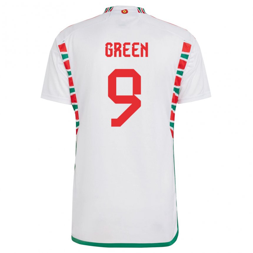 Gyermek Walesi Kayleigh Green #9 Fehér Idegenbeli Jersey 22-24 Mez Póló Ing