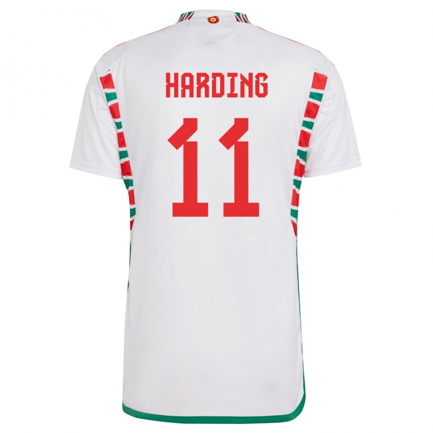 Gyermek Walesi Natasha Harding #11 Fehér Idegenbeli Jersey 22-24 Mez Póló Ing