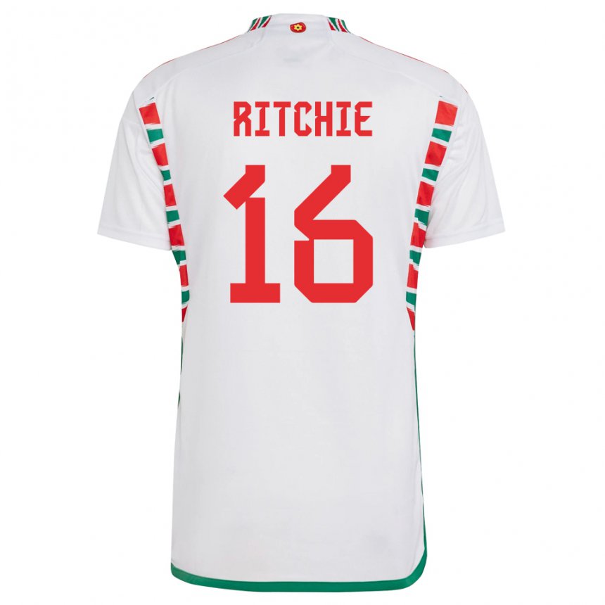 Gyermek Walesi Amelia Ritchie #16 Fehér Idegenbeli Jersey 22-24 Mez Póló Ing