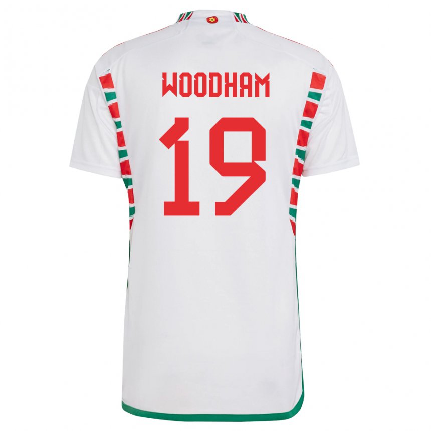 Gyermek Walesi Lily Woodham #19 Fehér Idegenbeli Jersey 22-24 Mez Póló Ing