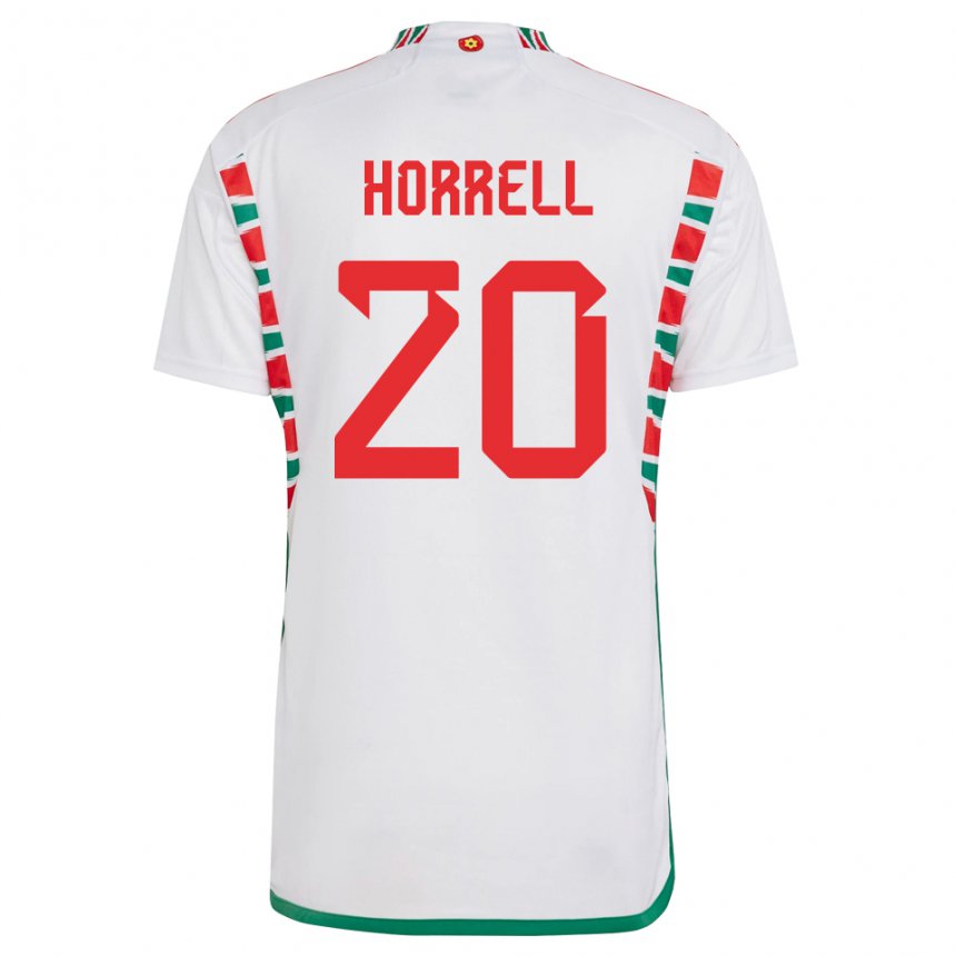 Gyermek Walesi Grace Horrell #20 Fehér Idegenbeli Jersey 22-24 Mez Póló Ing