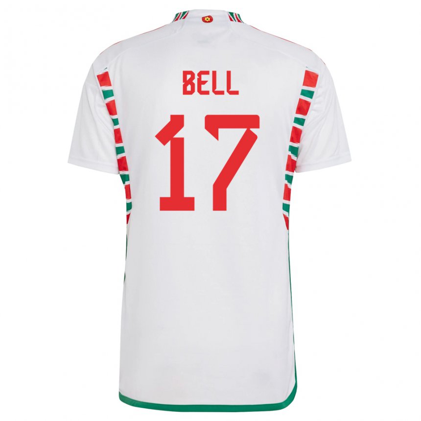 Gyermek Walesi Zac Bell #17 Fehér Idegenbeli Jersey 22-24 Mez Póló Ing