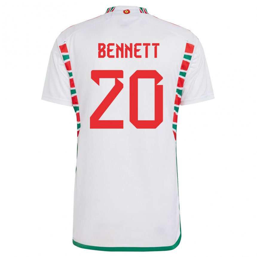 Gyermek Walesi Aaron Bennett #20 Fehér Idegenbeli Jersey 22-24 Mez Póló Ing