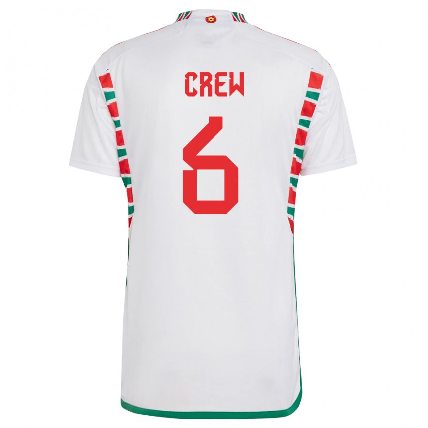 Gyermek Walesi Charlie Crew #6 Fehér Idegenbeli Jersey 22-24 Mez Póló Ing