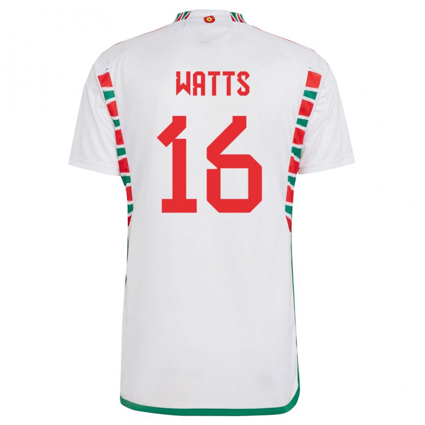 Gyermek Walesi Daniel Watts #16 Fehér Idegenbeli Jersey 22-24 Mez Póló Ing