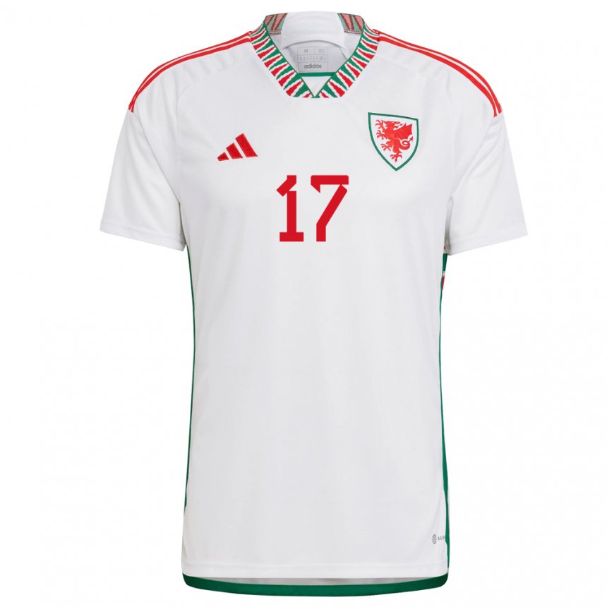 Gyermek Walesi Omari Benjamin #17 Fehér Idegenbeli Jersey 22-24 Mez Póló Ing