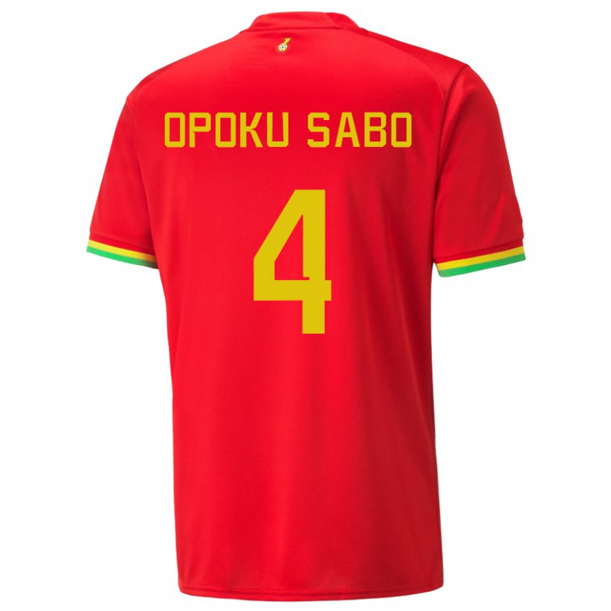 Gyermek Ghánai Alex Opoku Sabo #4 Piros Idegenbeli Jersey 22-24 Mez Póló Ing