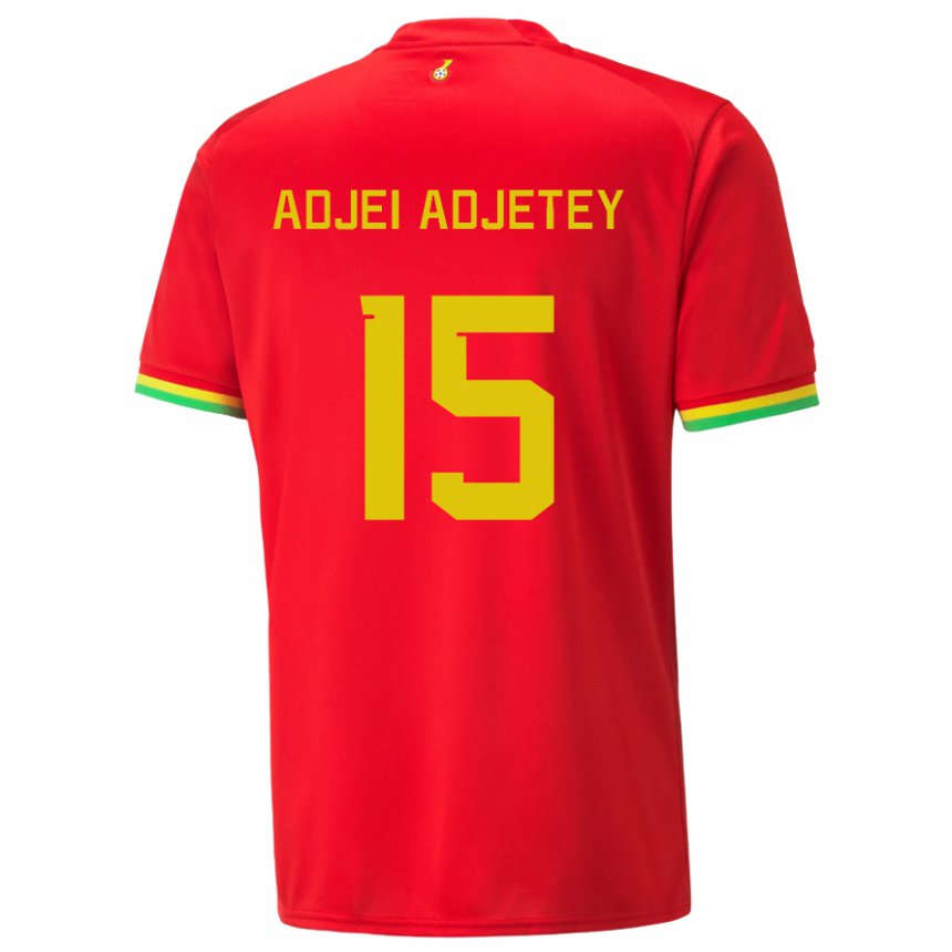 Gyermek Ghánai Jonas Adjei Adjetey #15 Piros Idegenbeli Jersey 22-24 Mez Póló Ing