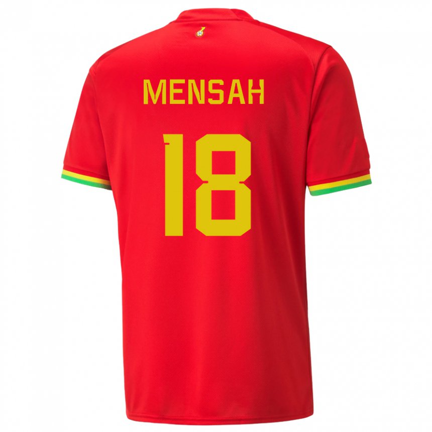 Gyermek Ghánai Isaac Mensah #18 Piros Idegenbeli Jersey 22-24 Mez Póló Ing