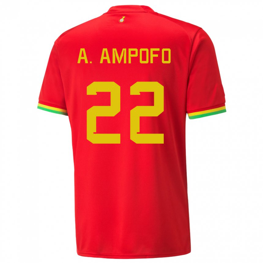 Gyermek Ghánai Eugene Amankwah Ampofo #22 Piros Idegenbeli Jersey 22-24 Mez Póló Ing