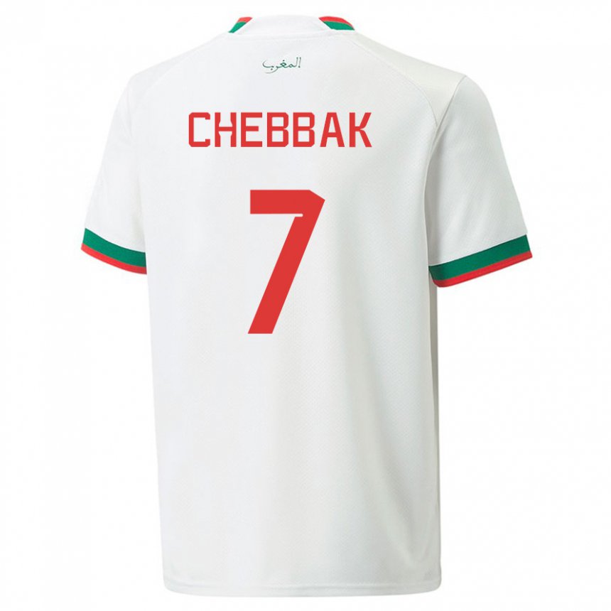 Gyermek Marokkói Ghizlane Chebbak #7 Fehér Idegenbeli Jersey 22-24 Mez Póló Ing