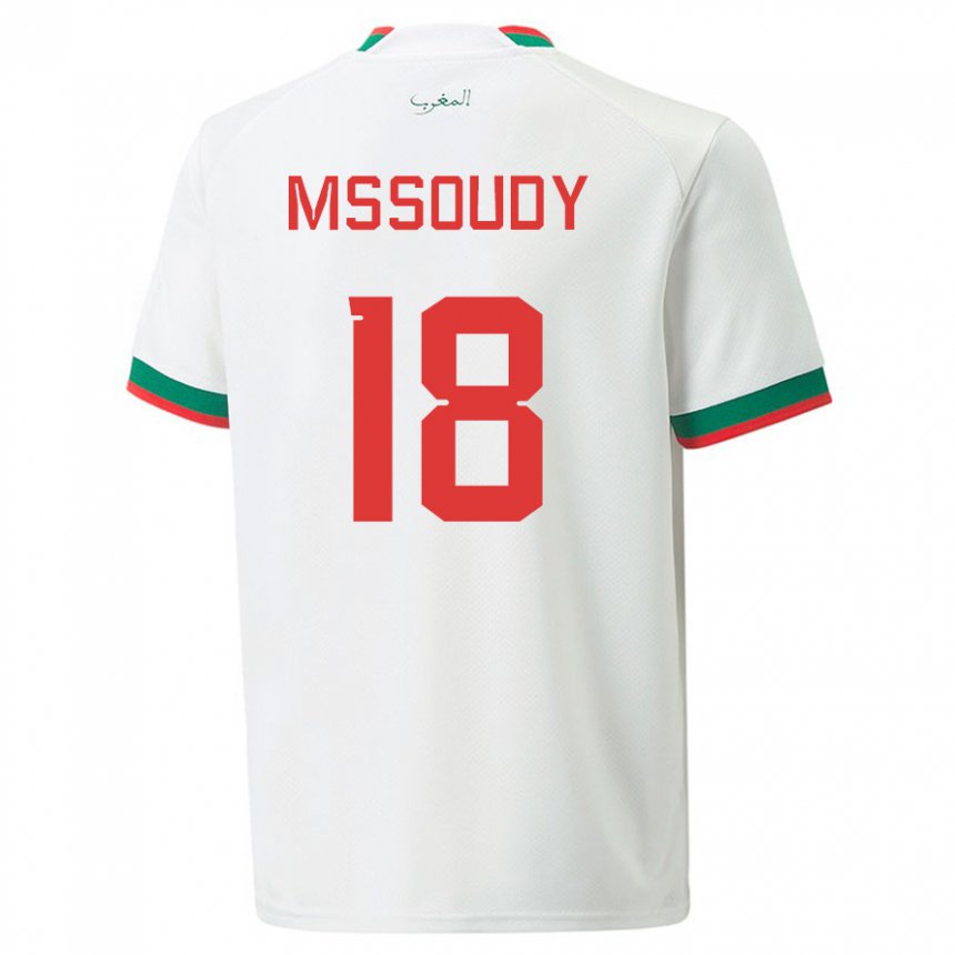 Gyermek Marokkói Sanaa Mssoudy #18 Fehér Idegenbeli Jersey 22-24 Mez Póló Ing