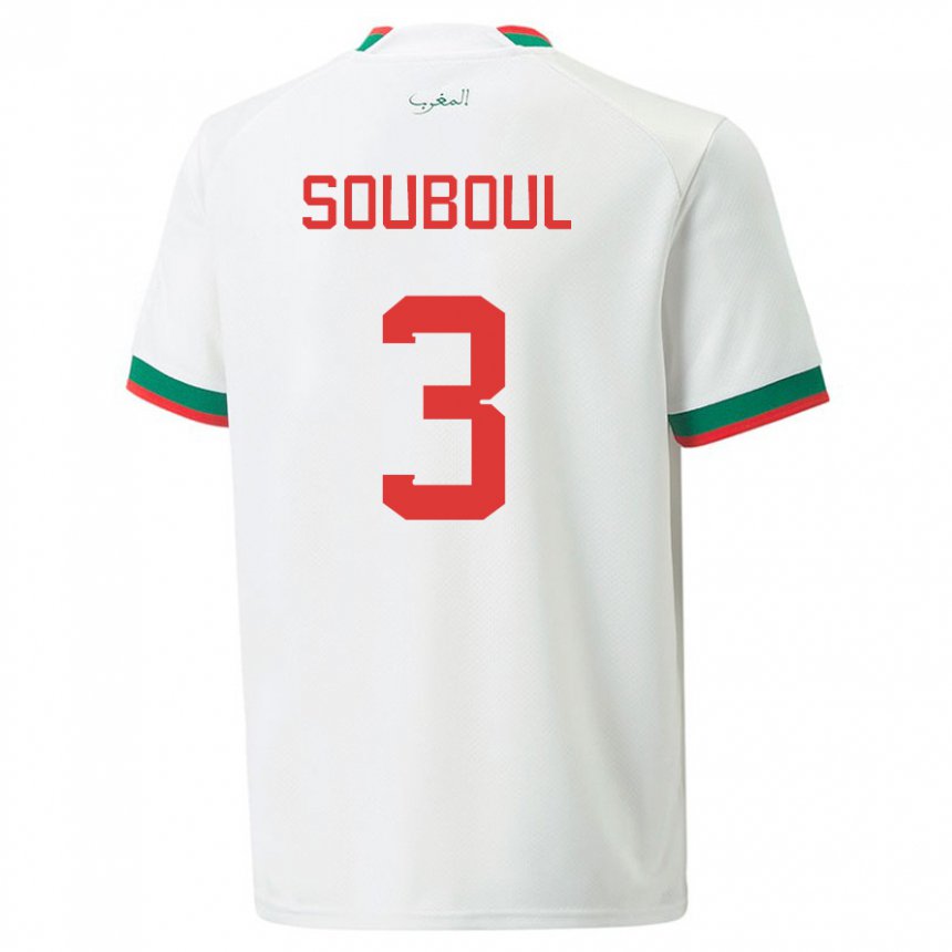 Gyermek Marokkói Mohamed Souboul #3 Fehér Idegenbeli Jersey 22-24 Mez Póló Ing