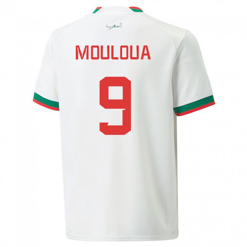 Gyermek Marokkói Ayoub Mouloua #9 Fehér Idegenbeli Jersey 22-24 Mez Póló Ing