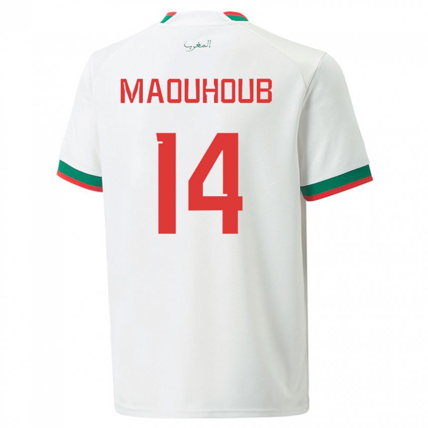 Gyermek Marokkói El Mehdi Maouhoub #14 Fehér Idegenbeli Jersey 22-24 Mez Póló Ing