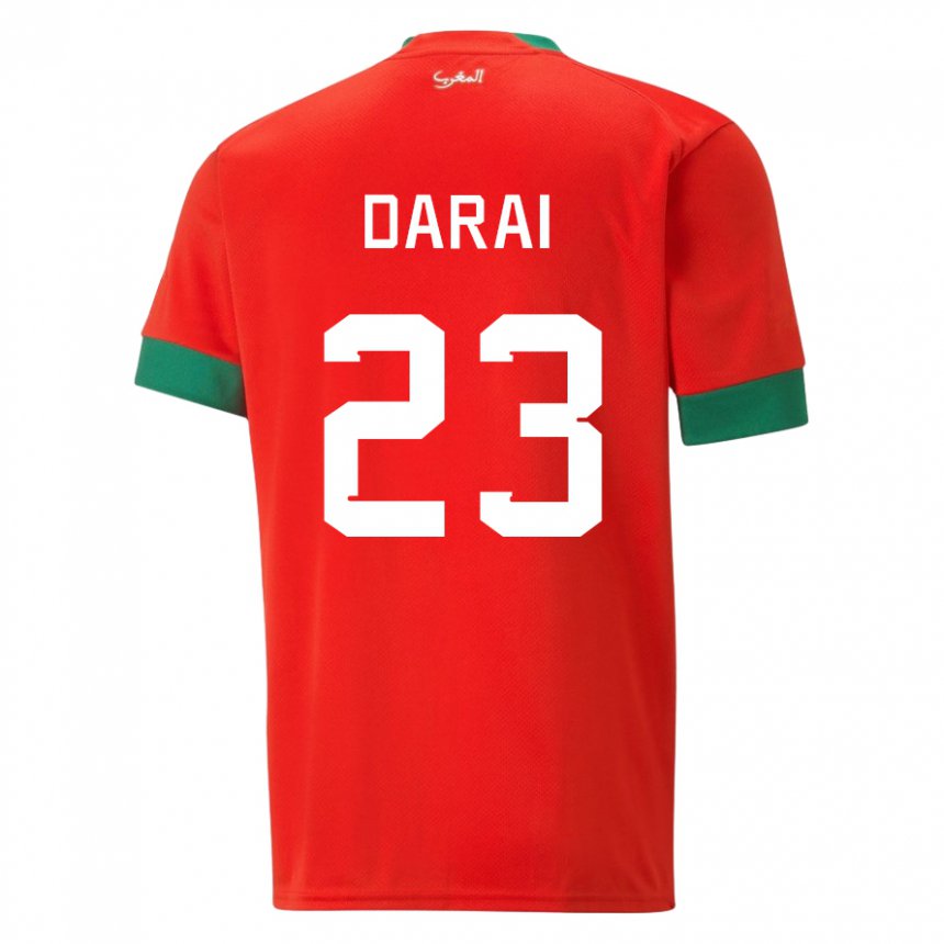 Férfi Marokkói Hamza Darai #23 Piros Hazai Jersey 22-24 Mez Póló Ing