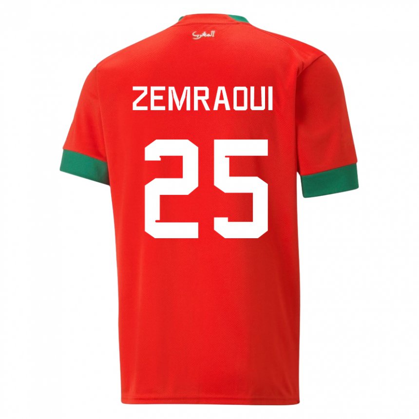 Férfi Marokkói Oussama Zemraoui #25 Piros Hazai Jersey 22-24 Mez Póló Ing