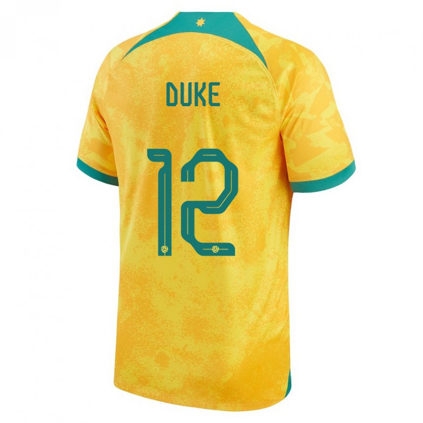 Férfi Ausztrál Mitch Duke #12 Aranysárga Hazai Jersey 22-24 Mez Póló Ing