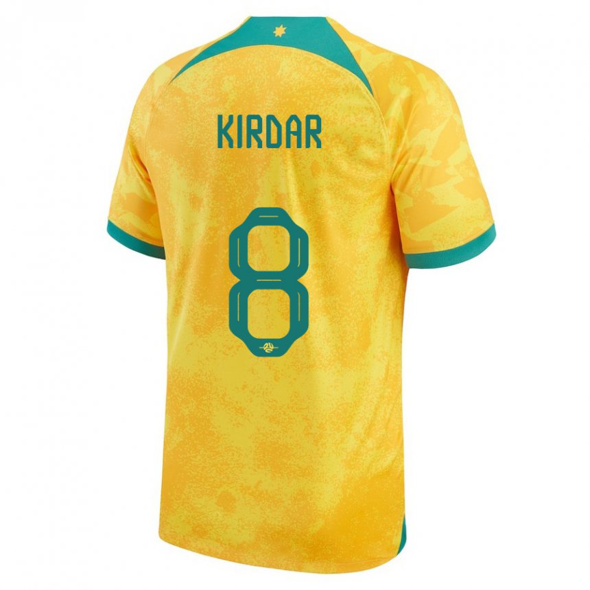 Férfi Ausztrál Birkan Kirdar #8 Aranysárga Hazai Jersey 22-24 Mez Póló Ing