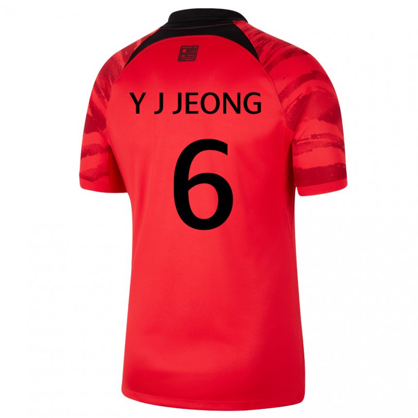 Férfi Dél-koreai Jeong Yu Jin #6 Piros Fekete Hazai Jersey 22-24 Mez Póló Ing