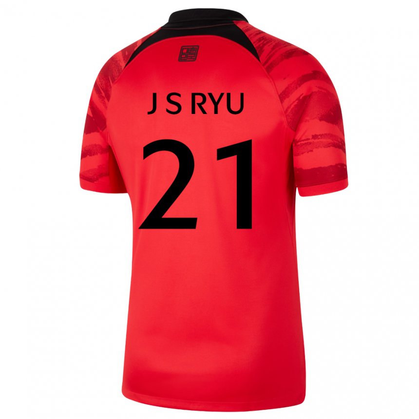 Férfi Dél-koreai Ryu Ji Soo #21 Piros Fekete Hazai Jersey 22-24 Mez Póló Ing