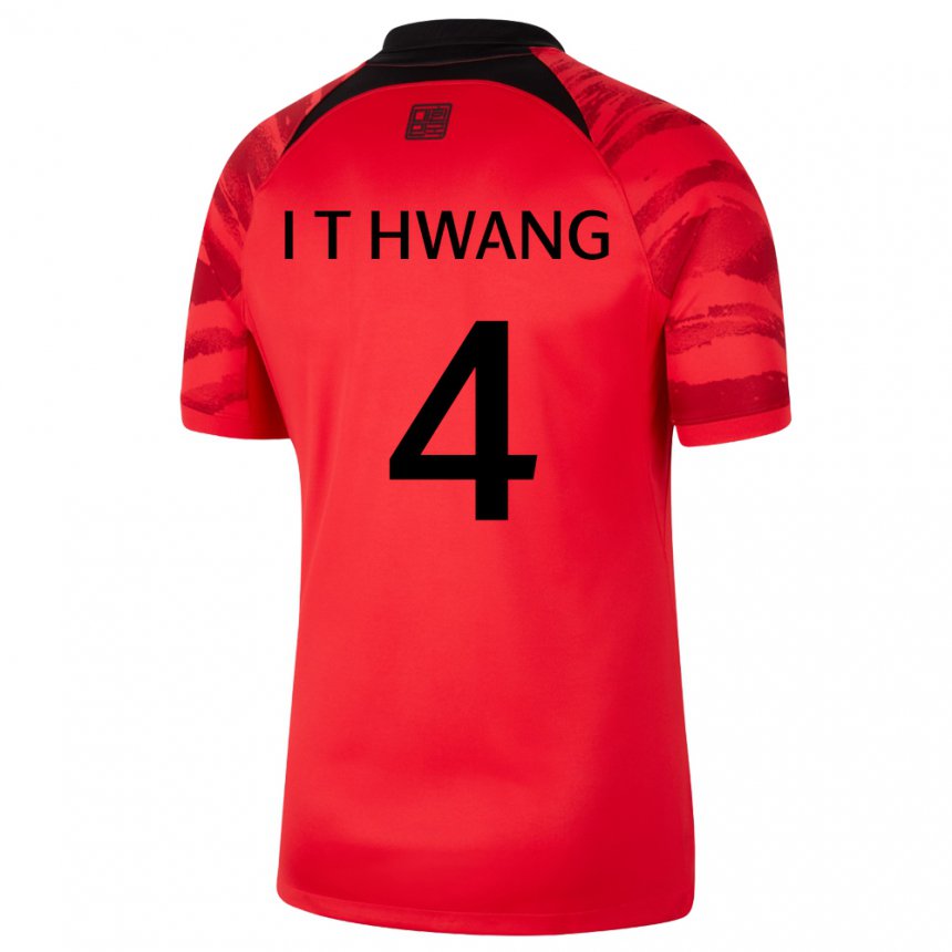 Férfi Dél-koreai Hwang In Taek #4 Piros Fekete Hazai Jersey 22-24 Mez Póló Ing