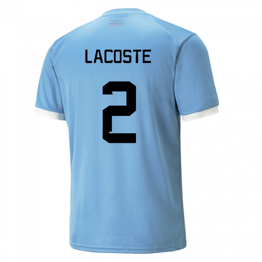 Férfi Uruguayi Stephanie Lacoste #2 Kék Hazai Jersey 22-24 Mez Póló Ing