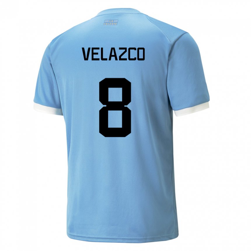 Férfi Uruguayi Ximena Velazco #8 Kék Hazai Jersey 22-24 Mez Póló Ing