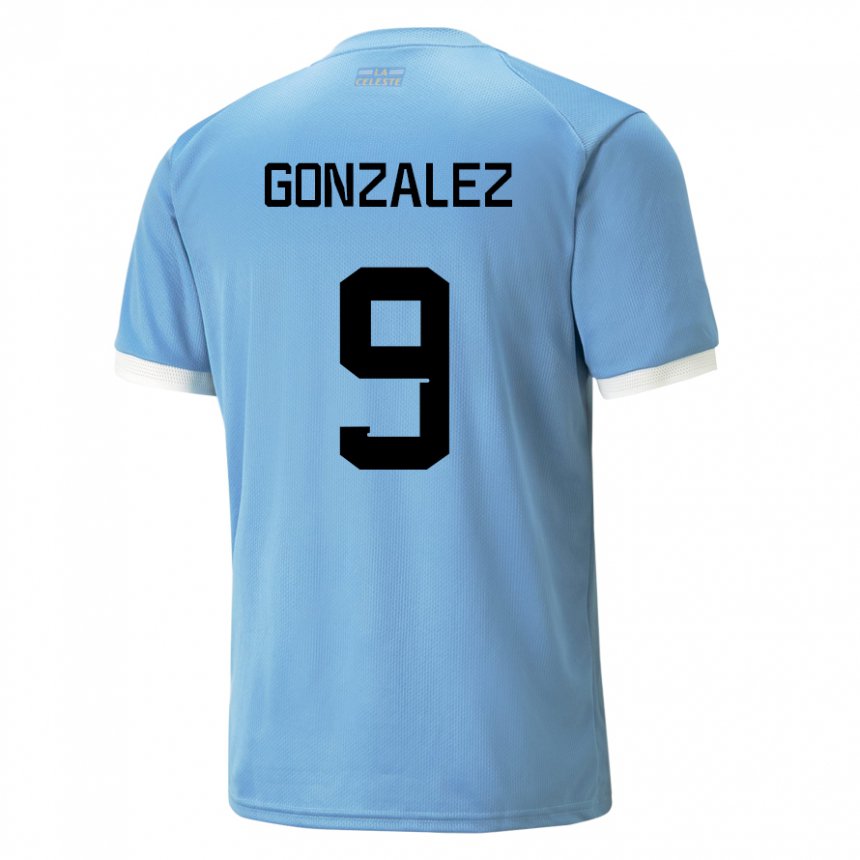 Férfi Uruguayi Pamela Gonzalez #9 Kék Hazai Jersey 22-24 Mez Póló Ing